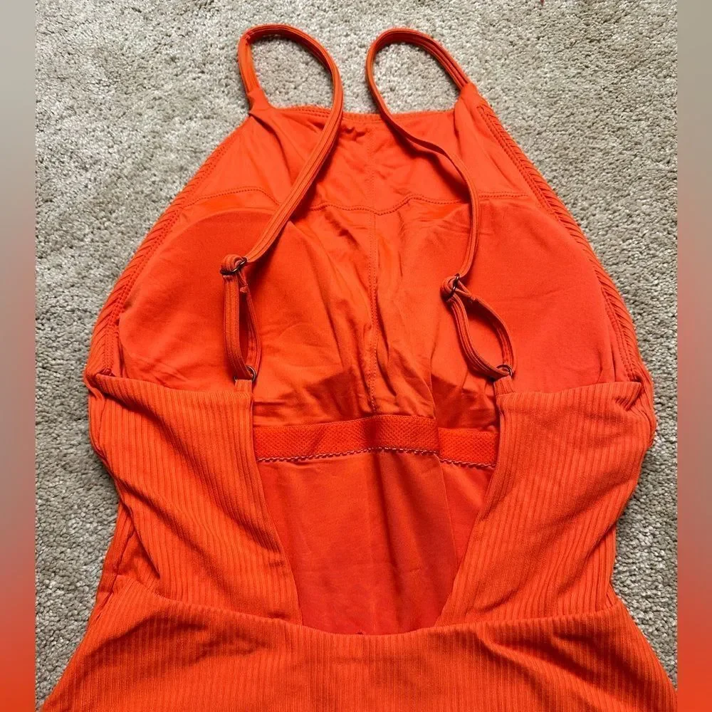 NWT Andie Swim - The Asbury Ribbed One-Piece - Siren Orange - Medium